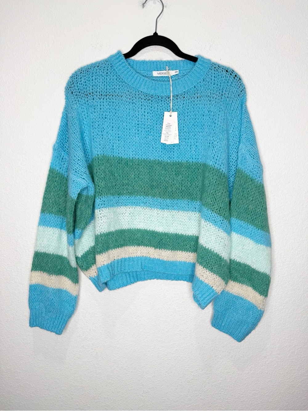 NWT Mersea Pisa Crewneck Sweater Blue Stripes Wool Blend Italy